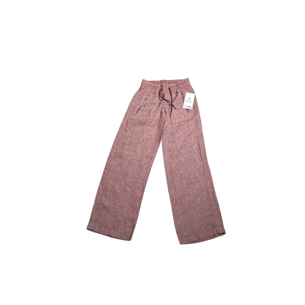 Athleta Cabo Linen Retreat Wide Leg Pant 0P Tawny Rose Heather 447244 NEW